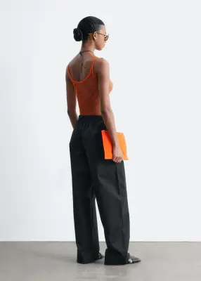 Pantalon à cordon de serrage en sergé de coton - Noir — photo 4