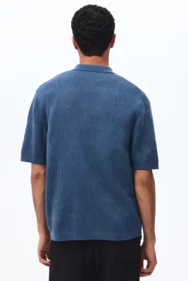 Chemise Regular Fit en maille - Bleu ancien — photo 2