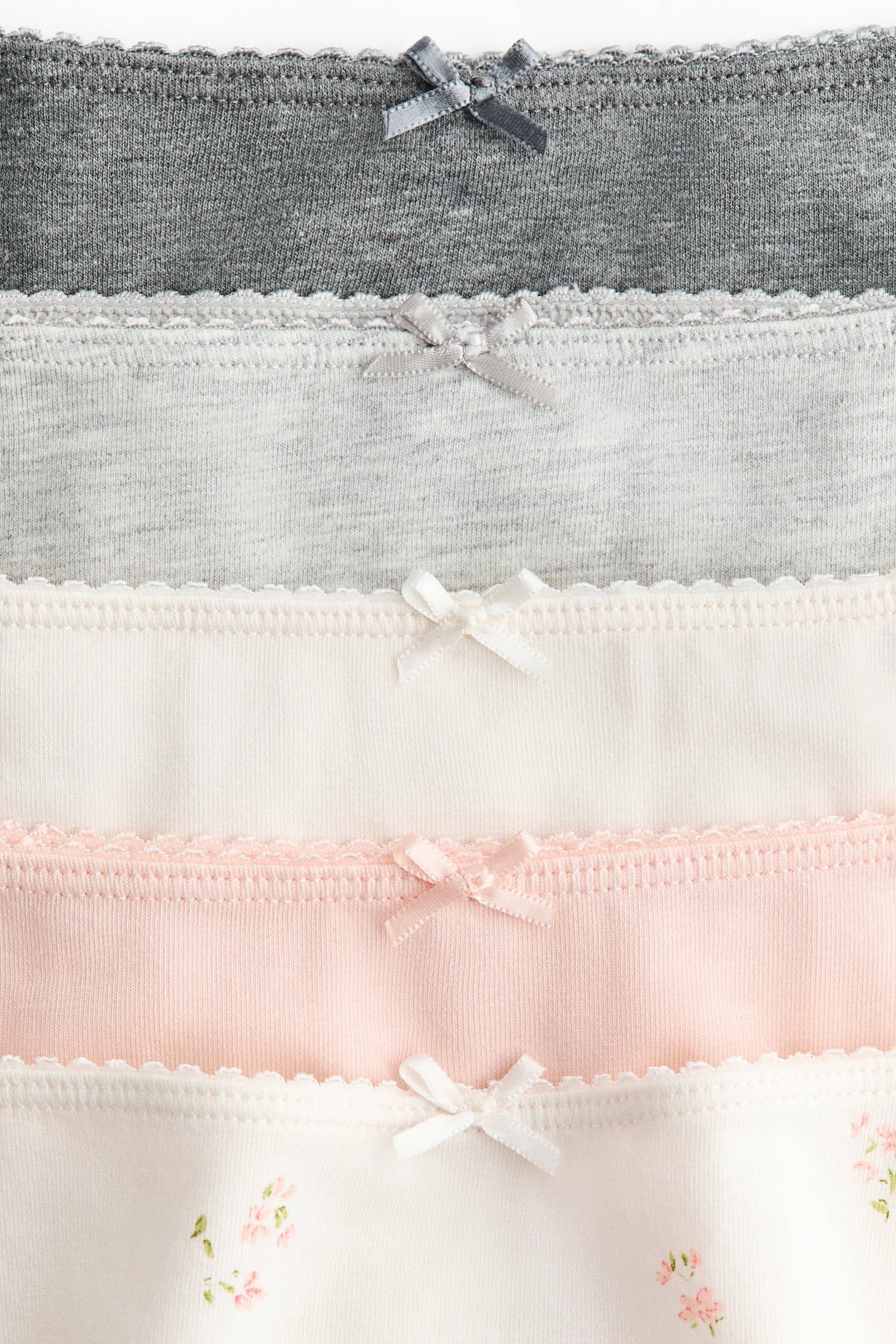 Lot de 5 culottes Brazilian - Crème/rose pêche/gris chiné