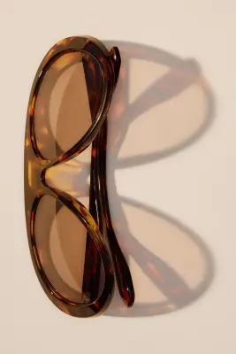 Lunettes de soleil de style aviateur - Marron/motif écaille de tortue — photo 3