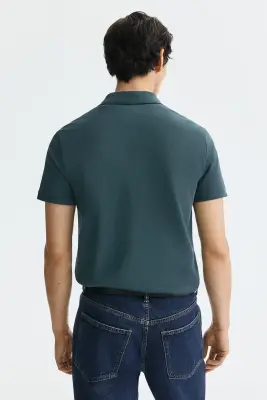 Polo COOLMAX® Slim Fit - Bleu canard — photo 3
