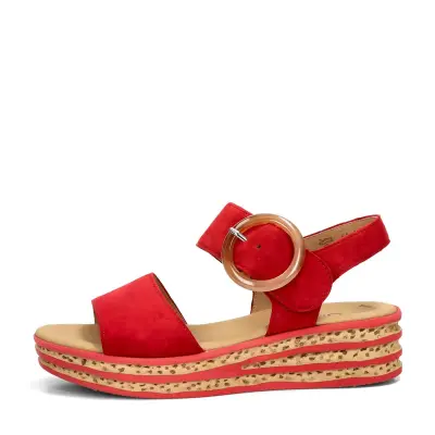 Sandales Gabor 64.550.15 Rouge - Cuir Bout Ouvert Velcro Grande Pointure Femme — photo 2