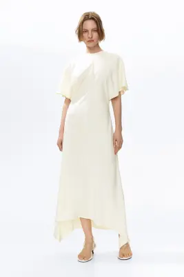 Robe midi en satin - Crème — photo 1