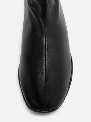 Bottes-chaussettes sportives en cuir - Noir — photo 3