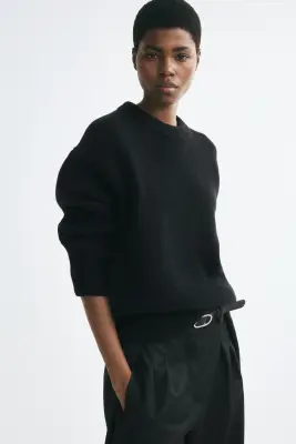 Pull oversize en laine - Noir — photo 2