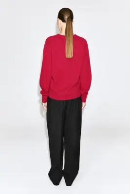 PULL COL EN V EN PUR CACHEMIRE SCULPTÉ - ROUGE — photo 4