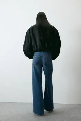 Jean Wide Regular avec bandes latérales - Bleu denim/bleu foncé — photo 2