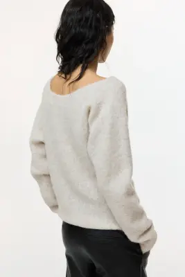 Pull asymétrique en alpaga mélangé - Beige clair — photo 3