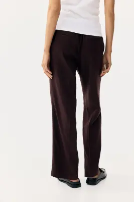 MAMA Pantalon chic en lin mélangé - Marron foncé — photo 1
