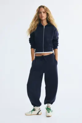 Pantalon jogger à jambes barrel - Bleu foncé — photo 1