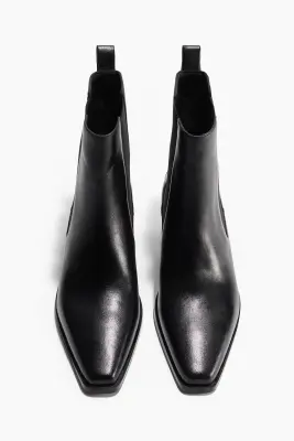 Bottines en cuir - Noir — photo 2