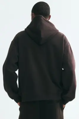 Veste à capuche zippée Loose Fit - Marron foncé — photo 3