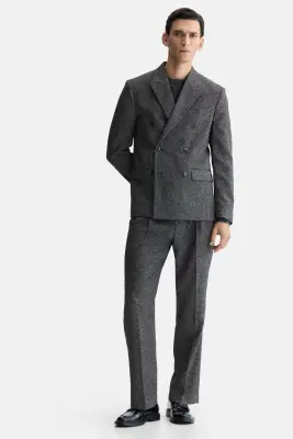 Veste Regular Fit à fermeture croisée - Gris foncé chiné — photo 2