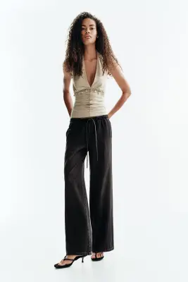 Pantalon en denim avec taille élastique - Gris denim foncé — photo 1