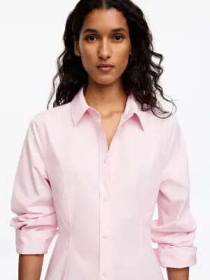 Chemise cintrée en popeline de coton - Rose clair — photo 3