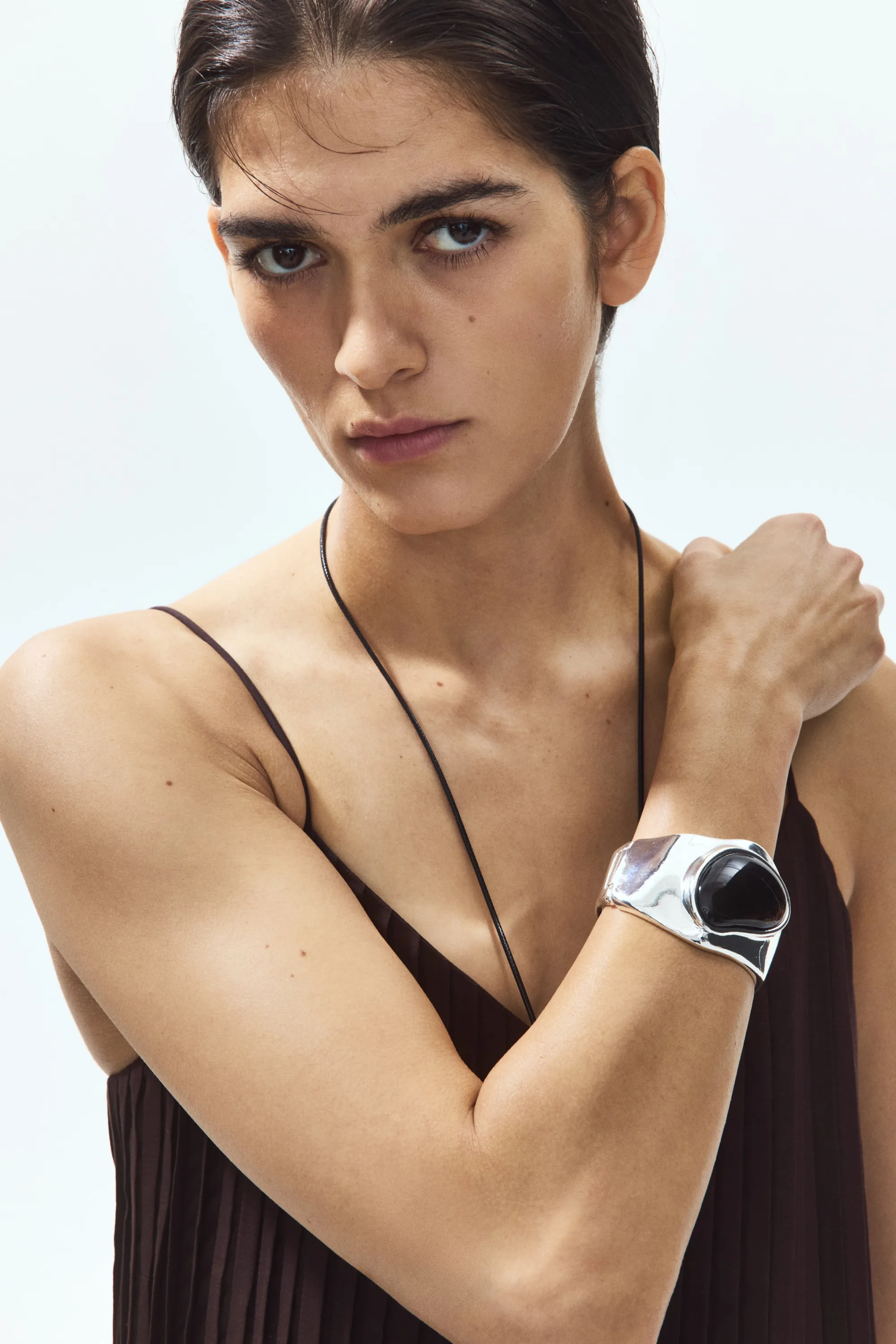 Robe à plis nervure en modal - Marron foncé