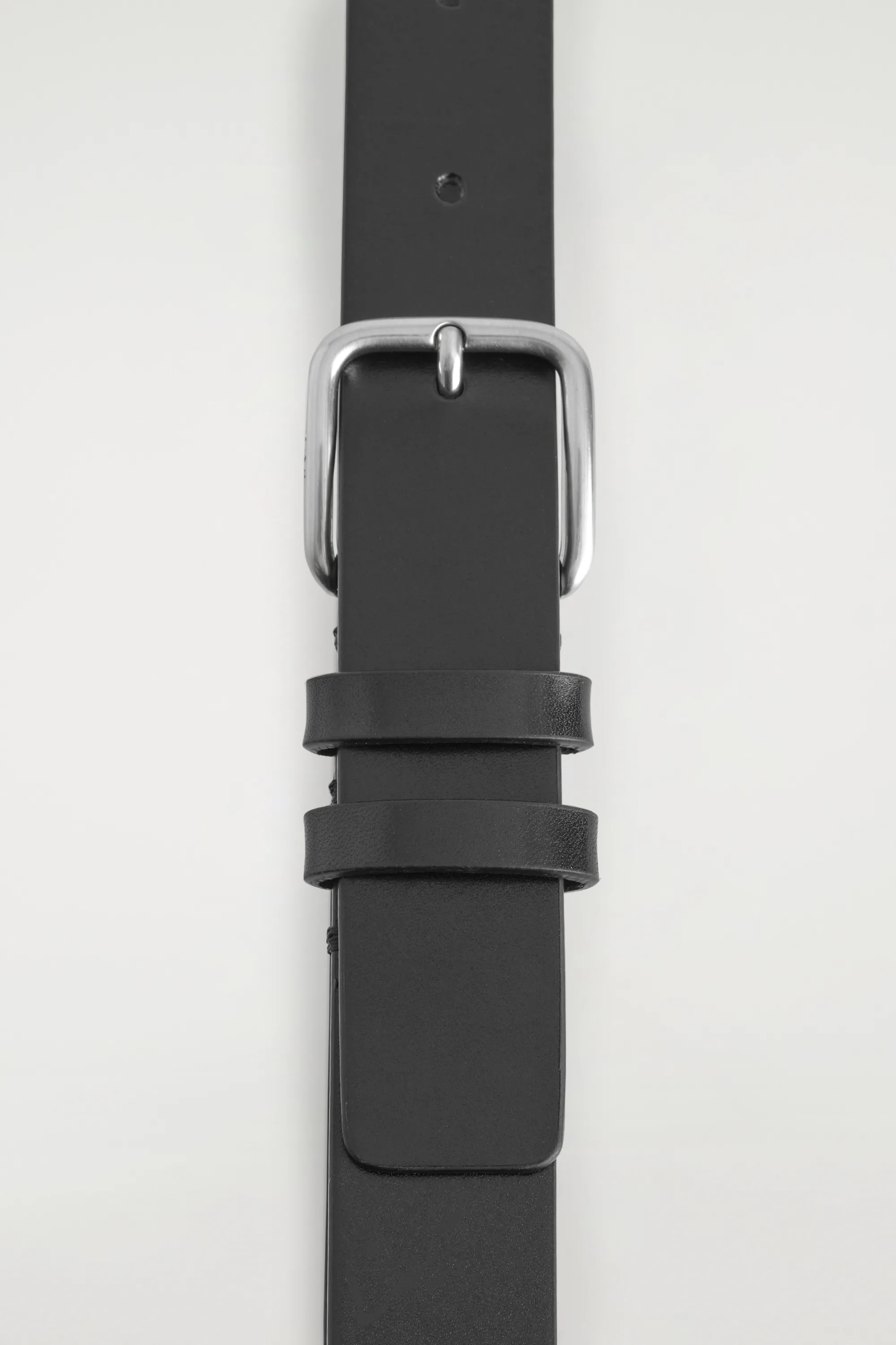 CEINTURE EN CUIR CLASSIQUE - NOIR / ARGENT