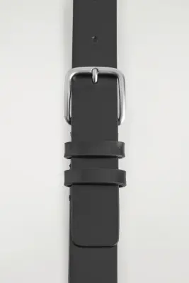 CEINTURE EN CUIR CLASSIQUE - NOIR / ARGENT — photo 1