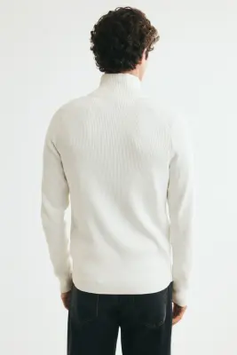 Gilet Slim Fit en maille côtelée - Blanc — photo 3