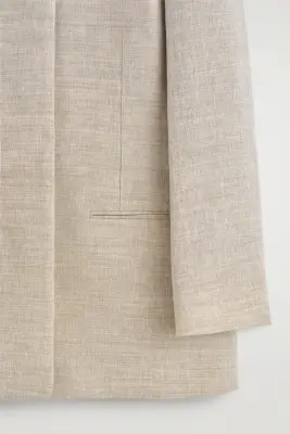 BLAZER STRUCTURÉ EN LIN SANS COL - BEIGE CHINÉ — photo 5