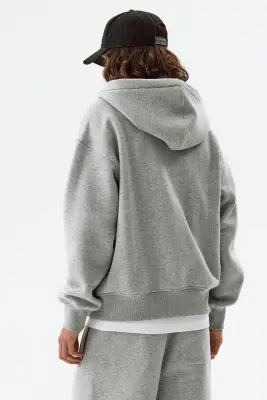 Veste à capuche zippée Oversized Fit - Gris chiné/Lane 72 — photo 3