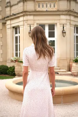 Selena Midi Dress - Cream with hearts — photo 4
