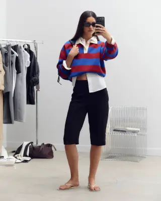 Polo oversize - Bleu vif/rayé — photo 2