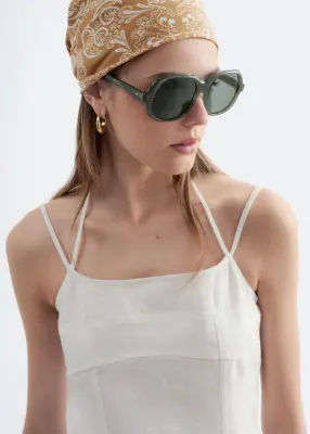 Robe midi en lin - Blanc — photo 4