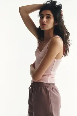 Débardeur côtelé - Rose ancien clair — photo 1