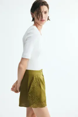 Short avec dentelle - Vert kaki — photo 1