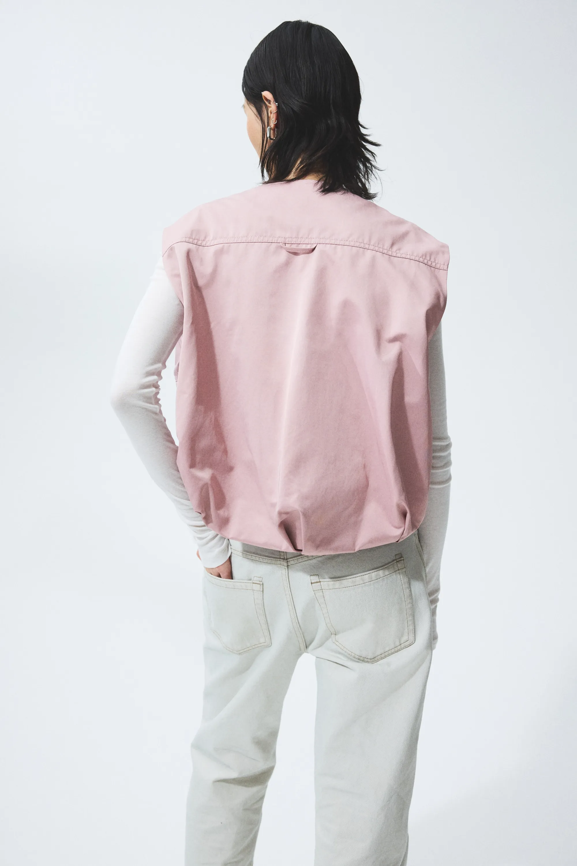 Veste sans manches à effet boule - Rose clair