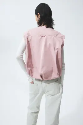 Veste sans manches à effet boule - Rose clair — photo 1