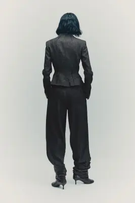 Blazer en laine mélangée - Gris foncé — photo 2