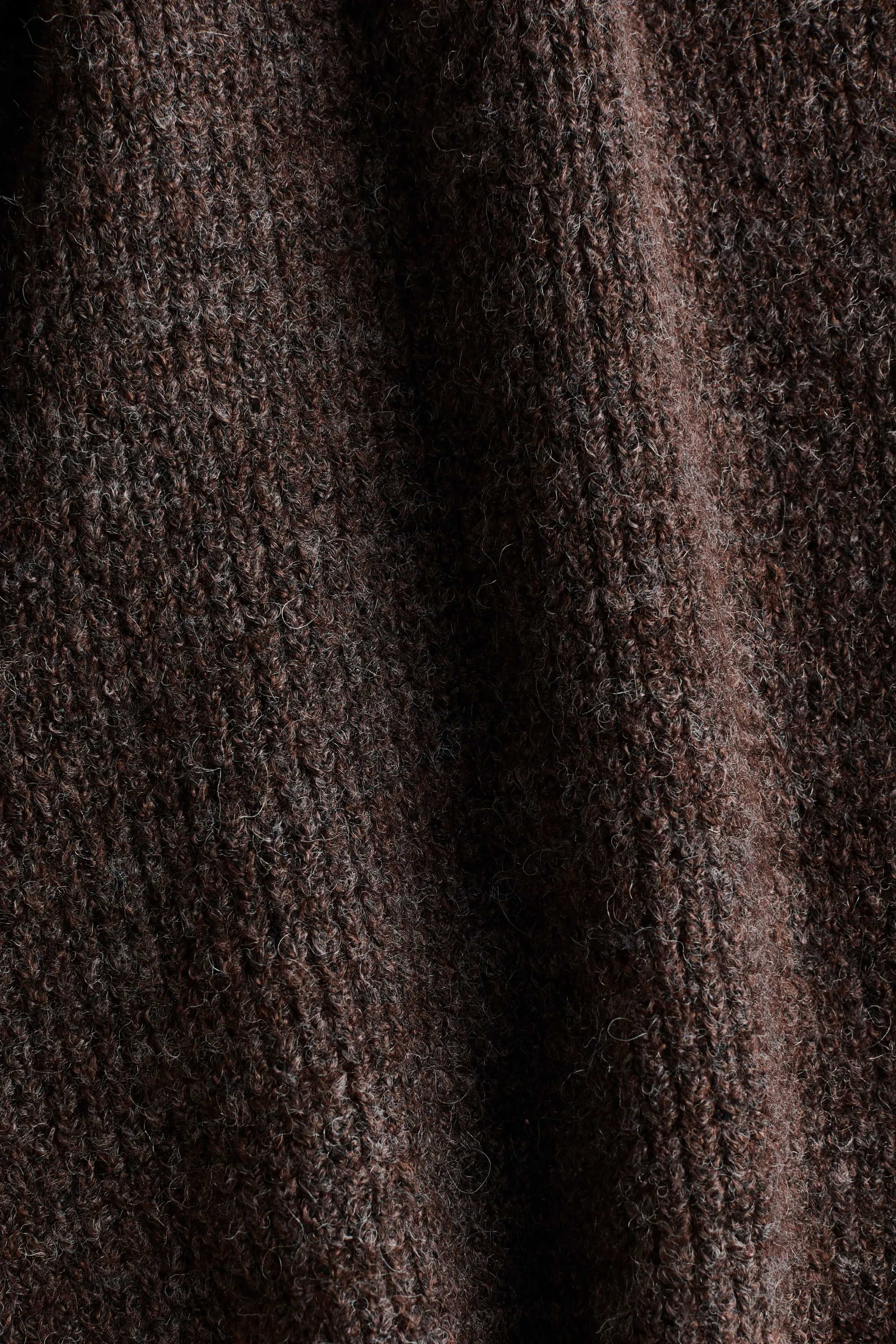 Pull loose en maille gaufrée - Marron foncé chiné
