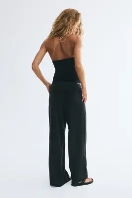 Pantalon large avec ceinture repliée - Gris anthracite — photo 2