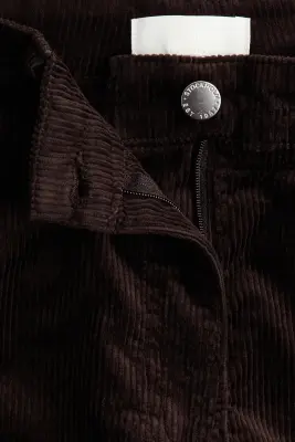 Pantalon en velours de coton côtelé - Marron foncé — photo 5