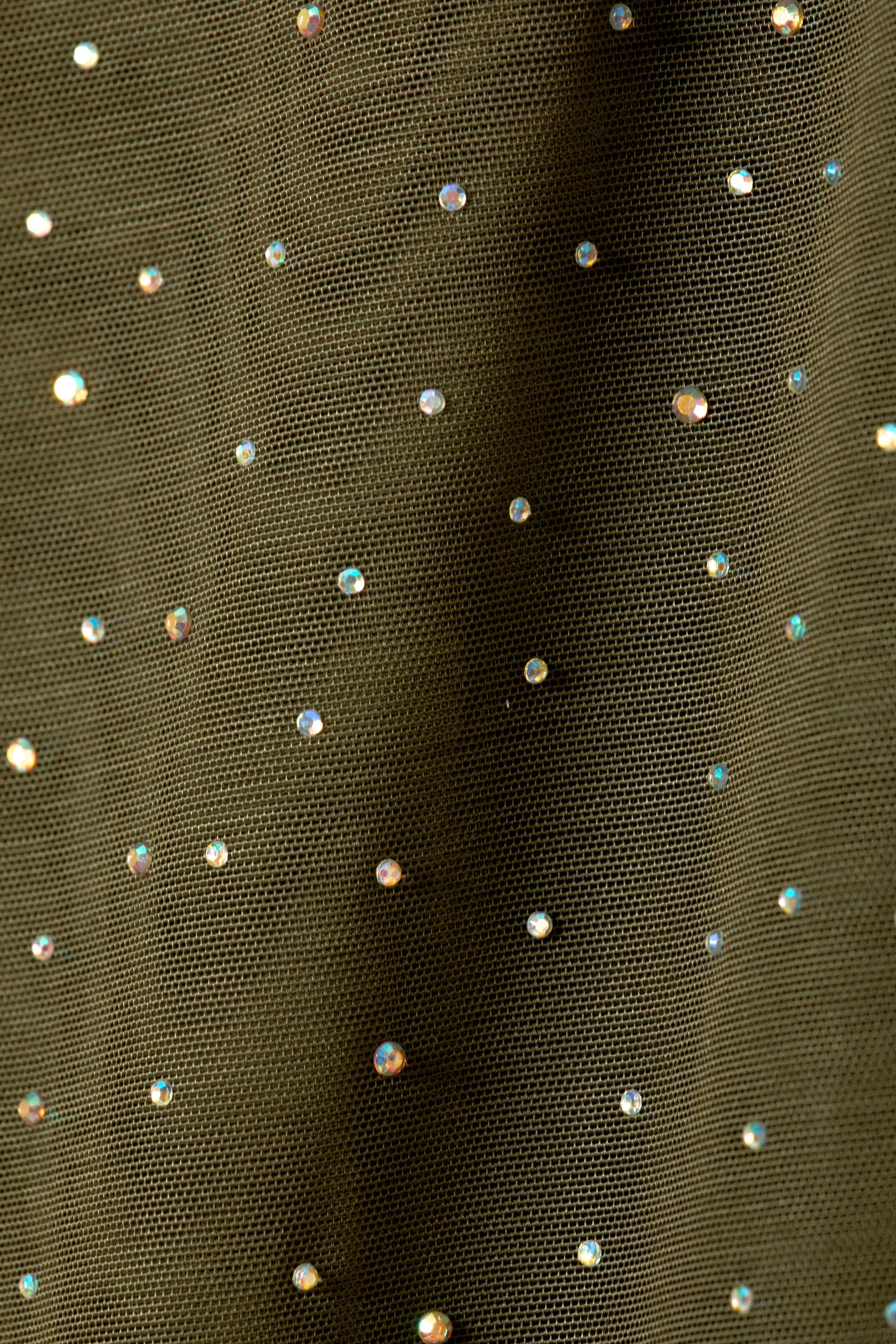 JUPE MIDI EN RÉSILLE À STRASS YULIA B - Vert kaki - Strass