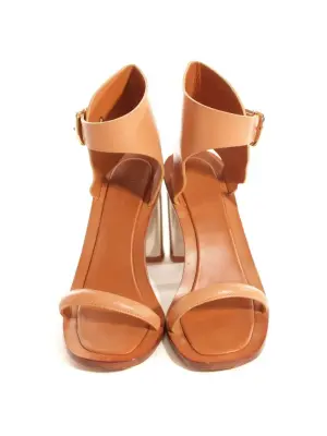 Sandales BAM BAM bride cheville large en cuir fauve et talon argent Px boutique 650€ Taille 38.5 — photo 2