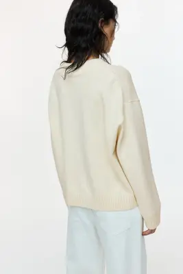 Pull à encolure en V - Crème — photo 3