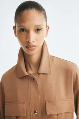 Chemise cargo avec cordon de serrage - Beige foncé — photo 1