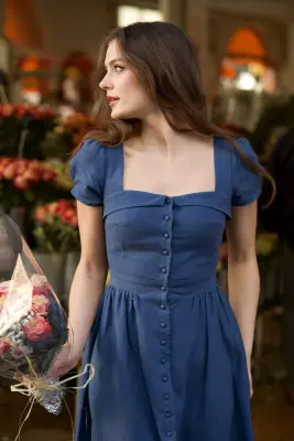 Estelle Button Down Dress - Dark blue — photo 1