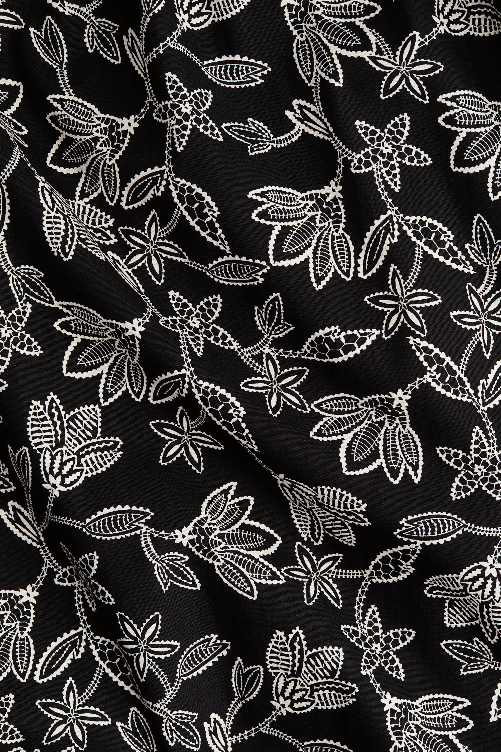 Robe à bretelles fines en coton - Noir/blanc/fleuri