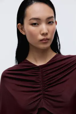 Robe cape en jersey - Prune chocolat — photo 1