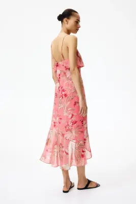 Robe volantée à bretelles fines - Rose/fleuri — photo 2