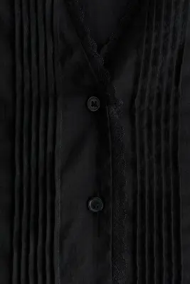 Blouse à plis nervure - Noir — photo 4