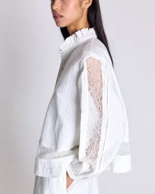 Blouse Eloise rayures vert et écru — photo 1
