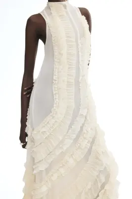 Robe maxi à volants ruchés - Blanc — photo 1