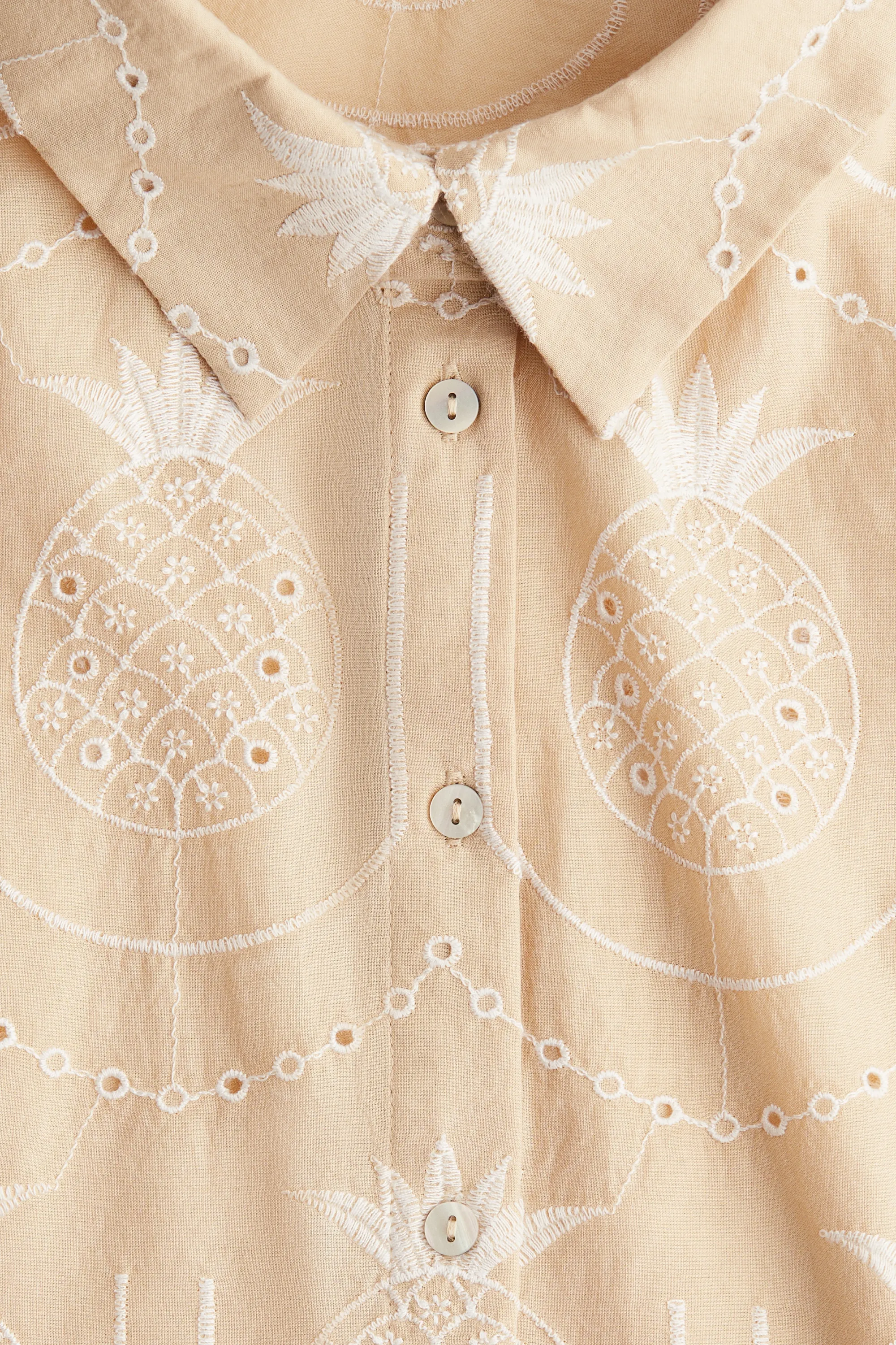 Chemise avec broderie anglaise - Beige/ananas