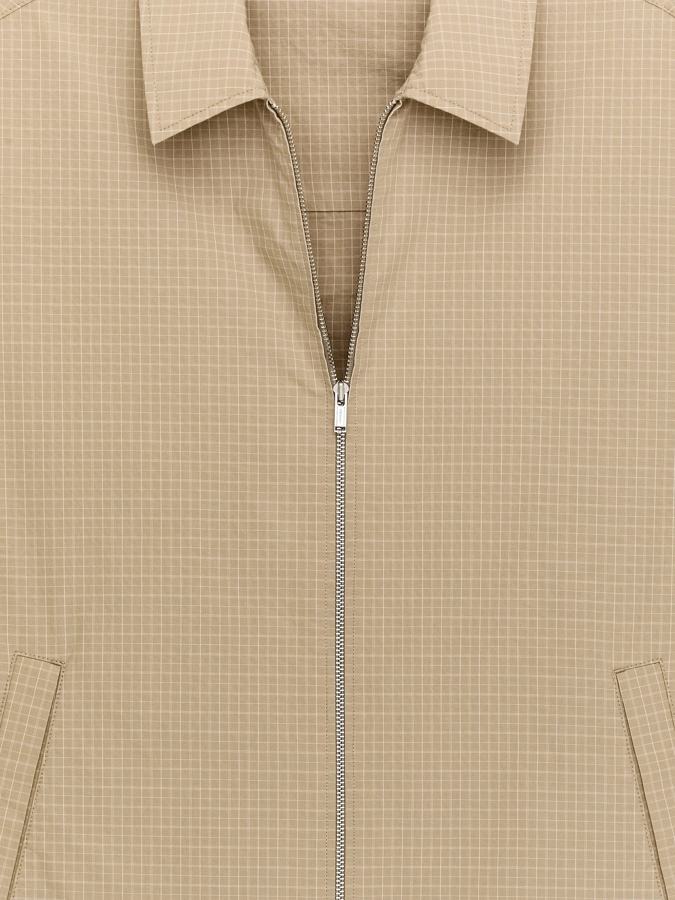 Veste imperméable en popeline - Beige/Carreaux