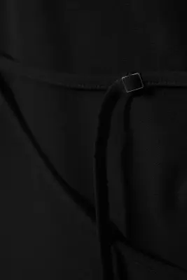 Robe midi drapée à col bénitier et dos nu - Noir — photo 2